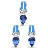 <span>¡LIQUIDACIÓN! </span>Conjunto de colgante de plata de ley .925 con ópalo azul, insecto y circonita cúbica tanzanita