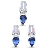 White Opal Bug & Tanzanite Cubic Zirconia  .925 Sterling Silver Pendant Set