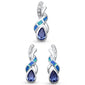 <span>CLOSEOUT! </span>Twisted Blue Opal & Tanzanite Cubic Zirconia  .925 Sterling Silver Pendant Set