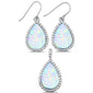 <span>CLOSEOUT! </span>White Opal & CZ .925 Sterling Silver Pendant & Earring Set