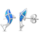 <span>¡LIQUIDACIÓN! </span>Pendientes de ballena delfín de ópalo azul de plata de ley 925