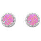 Halo Pink Opal & Cubic Zirconia .925 Sterling Silver Earrings