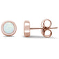 Rose Gold Plated Round White Opal Stud .925 Sterling Silver Earrings