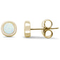 Round White Opal Yellow Gold Stud .925 Sterling Silver Earrings