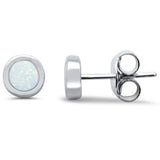 Round White Opal Stud .925 Sterling Silver Earrings