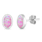 Pink Opal Oval Shape .925 Sterling Silver Earrings