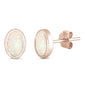 Rose Gold Plated White Opal Oval Shape .925 Sterling Silver Earrings