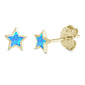 Yellow Gold Plated Blue Opal Star .925 Sterling Silver Earrings
