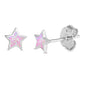 Cute Pink Opal Star Stud .925 Sterling Silver Earrings