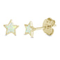 Yellow Gold Plated White Opal Star .925 Sterling Silver Earrings