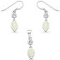 <span>CLOSEOUT! </span>White Opal Pear & Cubic Zirconia Dangling Earring & Pendant .925 Sterling Silver Set