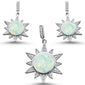 White Opal Elegant Starburst .925 Sterling Silver Earring & Pendant Set