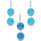 <span>CLOSEOUT! </span>Double Round Blue Opal Dangle Earring & Pendant .925 Sterling Silver Set
