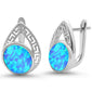 Oval Blue Opal Pear design .925 Sterling Silver Earrings