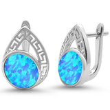 <span>CLOSEOUT! </span>Oval Blue Opal Pear design .925 Sterling Silver Earrings