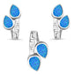 Blue Opal Design .925 Sterling Silver Earrings & Pendant Set