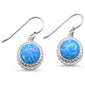 Oval Blue Opal Design .925 Sterling Silver Earrings