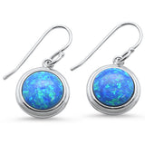 Round Blue Opal  .925 Sterling Silver Earrings