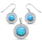 <span>CLOSEOUT! </span>Round Blue Opal & Cubic Zirconia  .925 Sterling Silver Earrings & Pendant Set