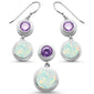 Round Opal Amethyst & Cubic Zirconia .925 Sterling Silver Earring & Pendant Set