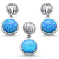 Round Blue Opal .925 Sterling Silver Earrings & Pendant Set