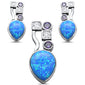 <span>CLOSEOUT! </span>Blue Opal Amethyst & Cubic Zirconia .925 Sterling Silver Earrings & Pendant Set