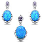 <span>CLOSEOUT! </span>Oval Blue Opal & Amethyst .925 Sterling Silver Pendant & Earring Set