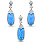 <span>CLOSEOUT! </span>Blue Opal & Cubic Zirconia .925 Sterling Silver Pendant & Earring Set