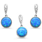<span>CLOSEOUT! </span>Round Blue Opal   .925 Sterling Silver Pendant & Earring Set
