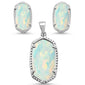<span>CLOSEOUT! </span>New White Opal .925 Sterling Silver Pendant & Earring Set