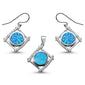 <span>CLOSEOUT! </span>Round Blue Opal & Cubic Zirconia .925 Sterling Silver Pendant & Earring Set