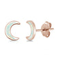 Rose Gold Plated White Opal Moon .925 Sterling Silver Earrings