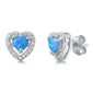 Blue Opal Heart .925 Sterling Silver Earrings
