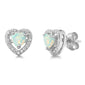 White Opal Heart .925 Sterling Silver Earrings