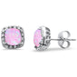 Pink Opal Cushion Cut & Cubic Zirconia .925 Sterling Silver Earrings