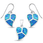 <span>CLOSEOUT! </span>Blue Opal Leaf .925 Sterling Silver Pendant & Earring Set
