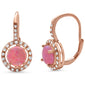 Rose Gold Plated Round Halo Cubic Zirconia .925 Sterling Silver Earrings