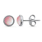 Round Braided Milgrain Pink Opal .925 Sterling Silver Stud Earrings