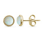 Yellow Gold Plated Round Braided Milgrain White Opal .925 Sterling Silver Stud Earrings