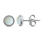 Round Braided Milgrain White Opal .925 Sterling Silver Stud Earrings