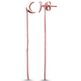 Rose Gold Plated Half Moon Celestial Drop Dangle .925 Sterling Silver Earrings