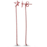 <span>CLOSEOUT! </span>Rose Gold Plated Star Celestial Drop Dangle .925 Sterling Silver Earrings