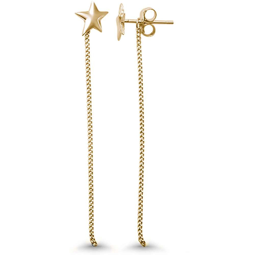 <span>CLOSEOUT! </span>Yellow Gold Plated Star Celestial Drop Dangle .925 Sterling Silver Earrings