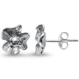 Cute! Plain Flower Studs .925 Sterling Silver Earrings