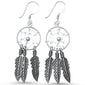 <span>CLOSEOUT!</span>Plain Large Feather Dreamcatcher .925 Sterling Silver Earrings