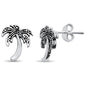 Plain Palm Tree Design Stud .925 Sterling Silver Earrings