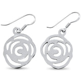 <span>CLOSEOUT! </span>Plain Flower Design Dangling .925 Sterling Silver Earrings