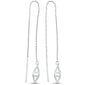 <span>CLOSEOUT!</span>Plain Diamond Shape & Rolo Chain Drop .925 Sterling Silver Earrings
