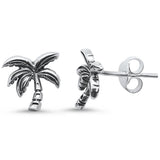 <span>CLOSEOUT! </span>Plain Palm Tree Stud .925 Sterling Silver Earrings