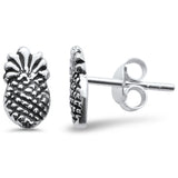 Plain Pineapple Design Stud .925 Sterling Silver Earrings